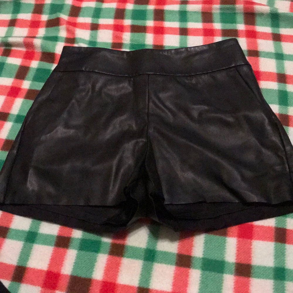 Black leather shorts